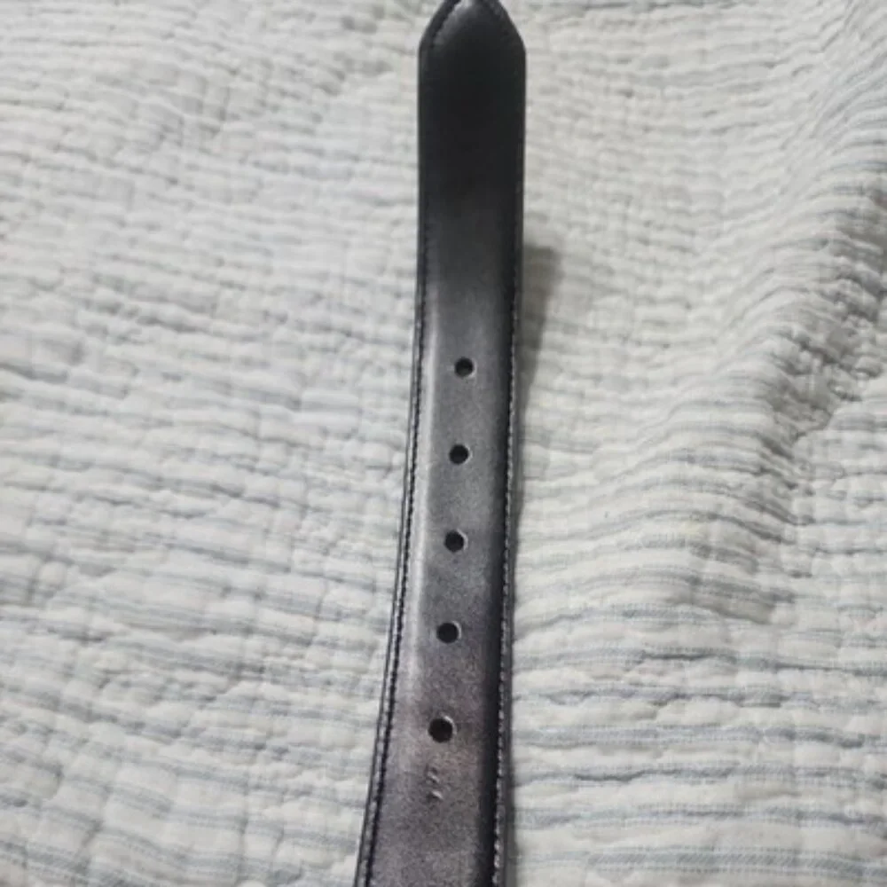 Sportoli Classic Leather Belt Black Single Prong silver Buckle Mens Belt Size 40